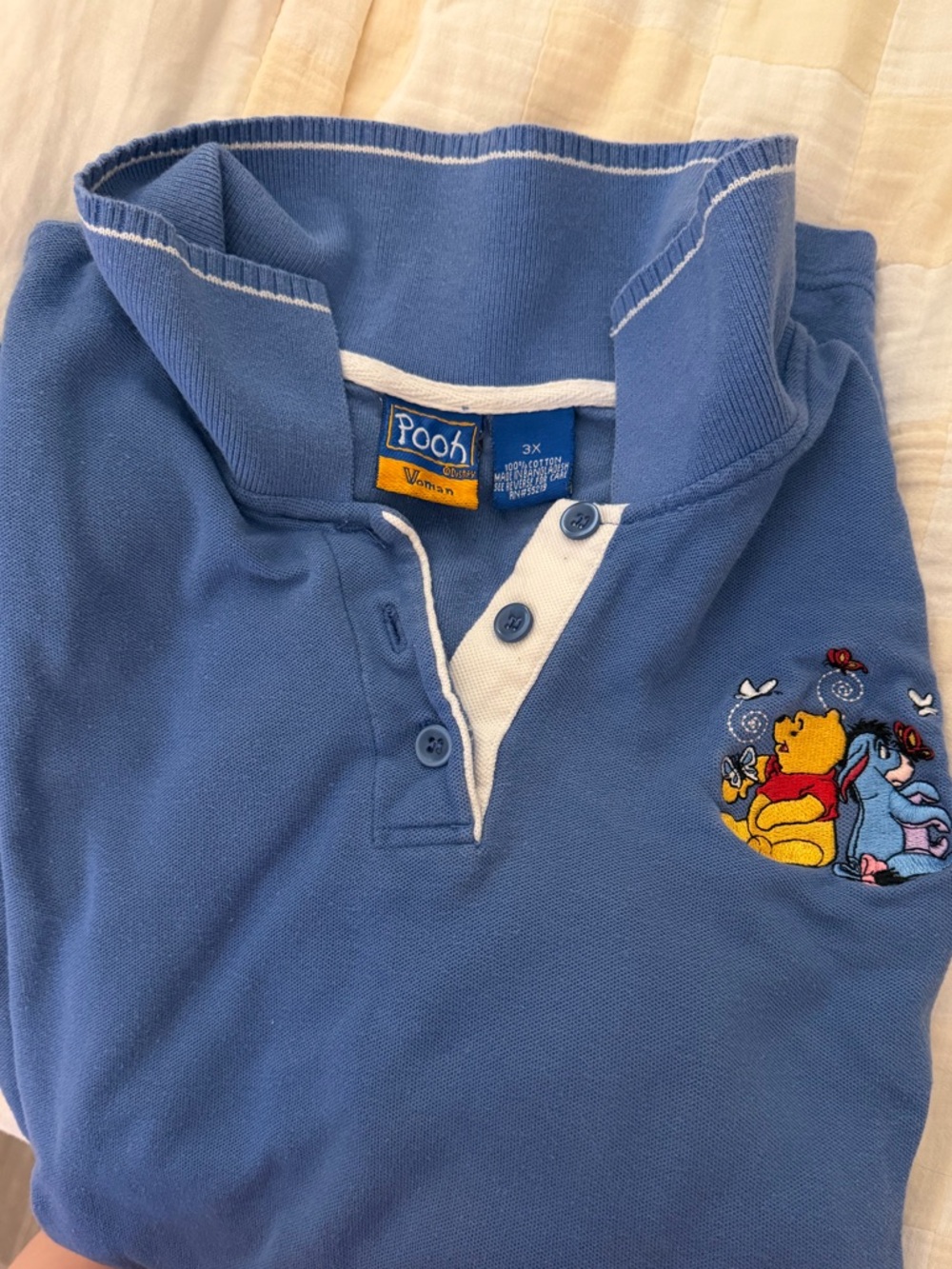 Pooh Blue Men’s Polo Shirt with Embroidered Character Detail